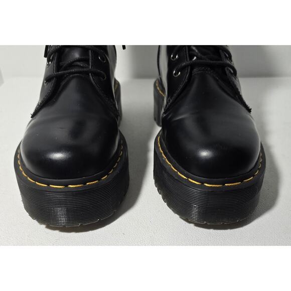 Dr. Martens Jadon Black Leather Boots Side Zip Platform Combat Mens 9/Womens 10 - Picture 3 of 10